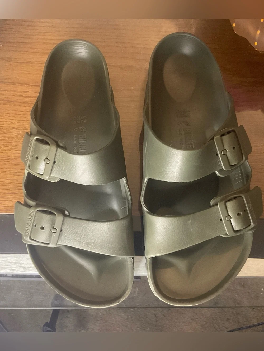 BIRKENSTOCK MENS ARIZONA KHAKI ESSENTIALS EVA SLIDE SANDALS 9-9.5 U.S. 42 EU NEW
